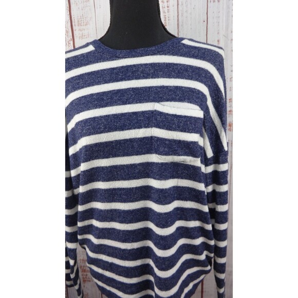 MERONA Tee Shirt Womens  XS navy blue/white stripe long sleeve stretch Nautical. - Picture 3 of 9